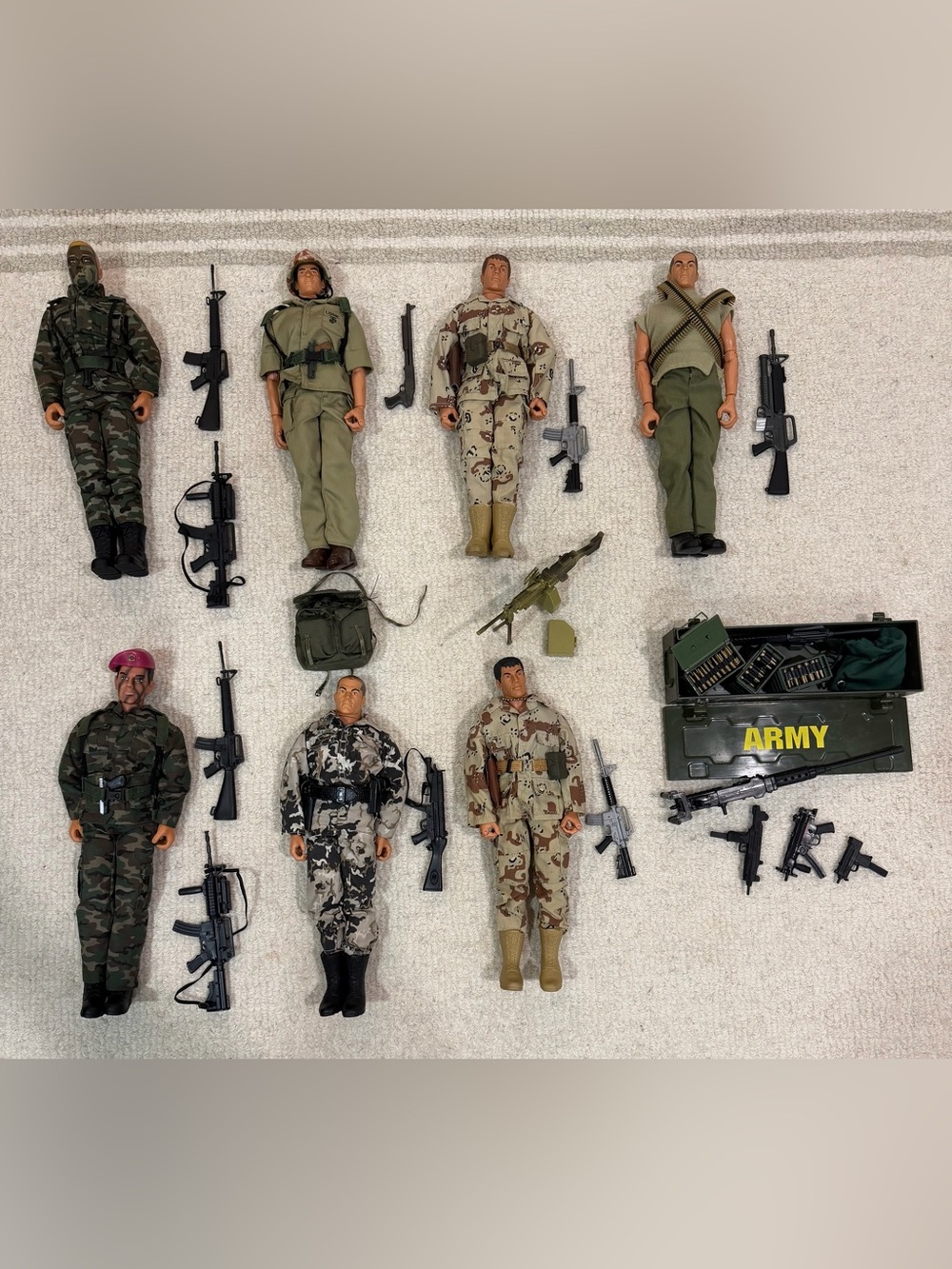 Lot of 7 Vintage GI Joe Action Figures with Accessories